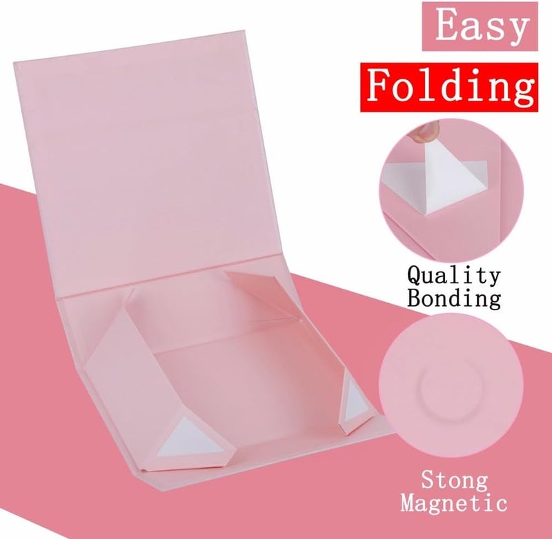 UoeRing 1 Pcs Pink Gift Box 11.5x8x4 inch Luxury Gift Box for Presents with Magnetic Lid Collapsible,Birthday,Christmas,Contains Card, Ribbon, Tissue Paper,Shredded Paper Fille - Image 4